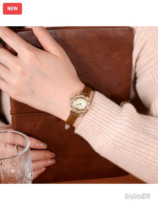 Women\'s Floral Dial Quartz Watch Leather Band Lightweight Dress Wristwatch main image 4
